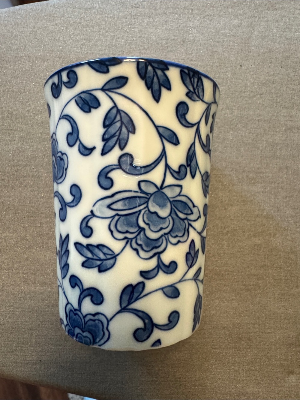 Blue and White Floral Ceramic Tumbler